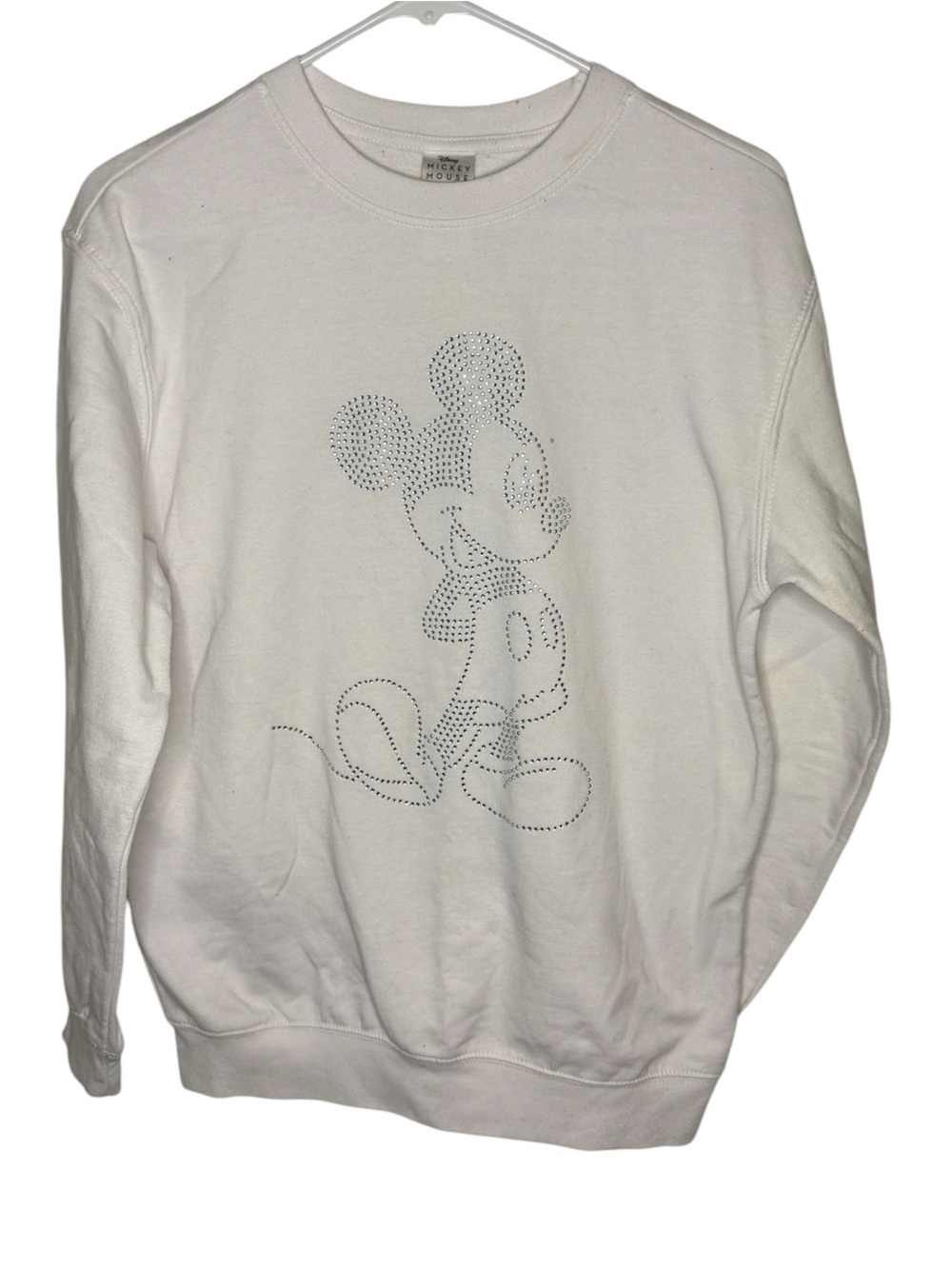 Disney Mickey Mouse Rhinestone Studded White Sweatshirt Size Small